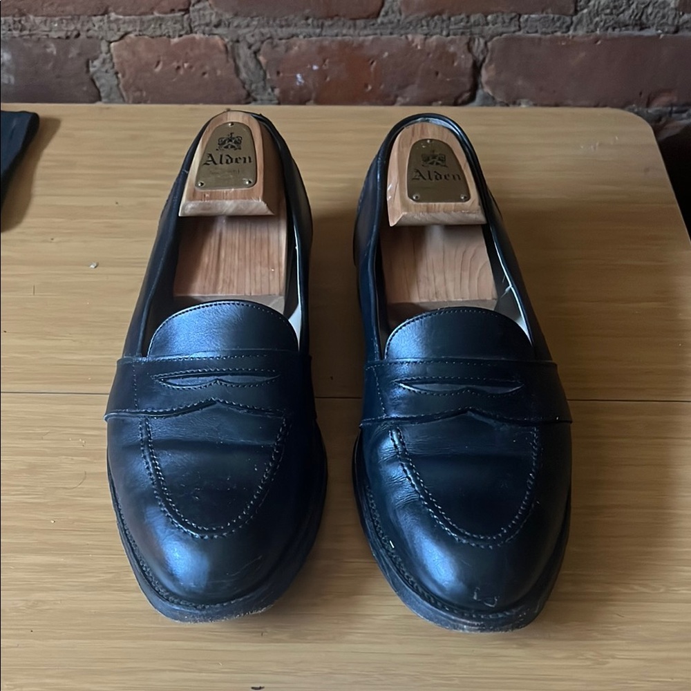 Alden Men's Elegant Black Leather Slip-Ons